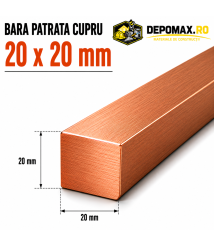 Bara patrata cupru 20 x 20 mm – lungime 3 metri – Cu-ETP
